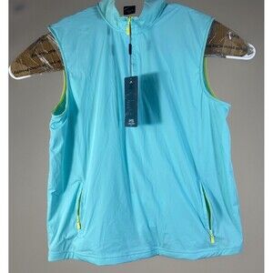 Head Golf Windbreaker Antonio Vest  Mens Medium 1/4 ZIp Aqua UV Protect